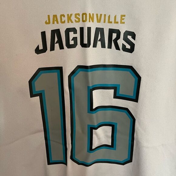 NFL JAGUARS Gray and Blue Jersey with V-Neck and Shoulder Accents - Picture 5 of 10